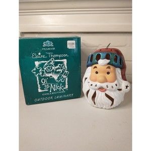 Christmas Santa Outdoor Luminary Candle Holder Elaine Thompson Vintage